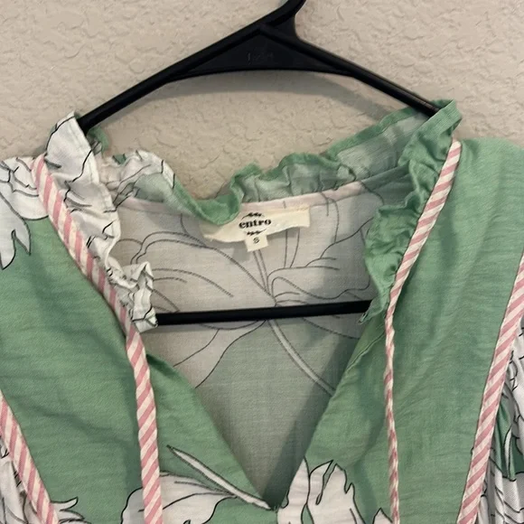 Entro Summer Dress Floral Prints Sz S Mint Green - Picture 3 of 11